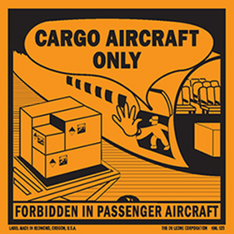 Cargo Aircraft Only Special Handling Paper Labels Orange & Black Label Size: 4.5" x 4.5" QTY: 1000 