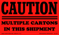 Caution, Multiple Cartons Labels 3" x 5"