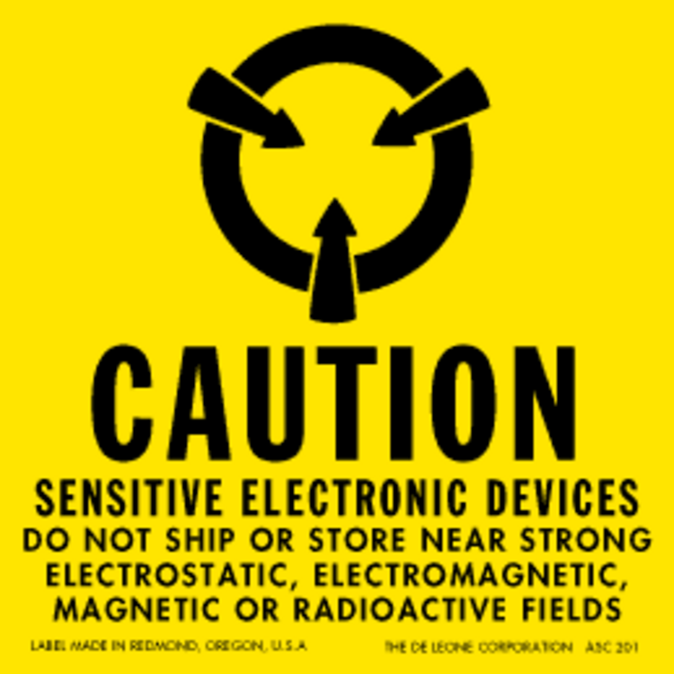 Caution Sensitive Electronic Devices Paper Labels Yellow Label Size: 2" x 2" QTY: 1000 