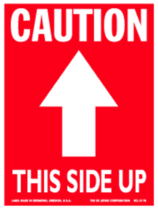 Caution This Side Up Red Labels 3" x 4"