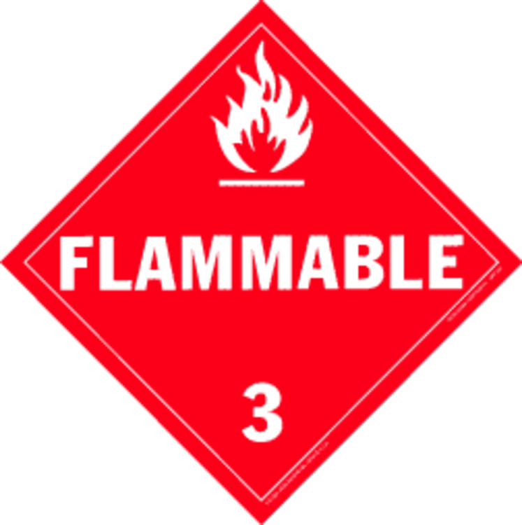 Class 3 Flammable Liquids Vinyl Placard 10.75" x 10.75" 