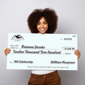 College Student Holding Giant Scholarship Check