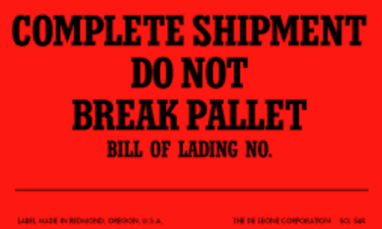 Complete Shipment Matte Paper Labels Fluorescent Red Label Size: 3" x 5"  QTY: 1000 