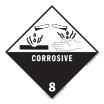 Corrosive Class 8 HazMat Paper Labels 4" x 4"