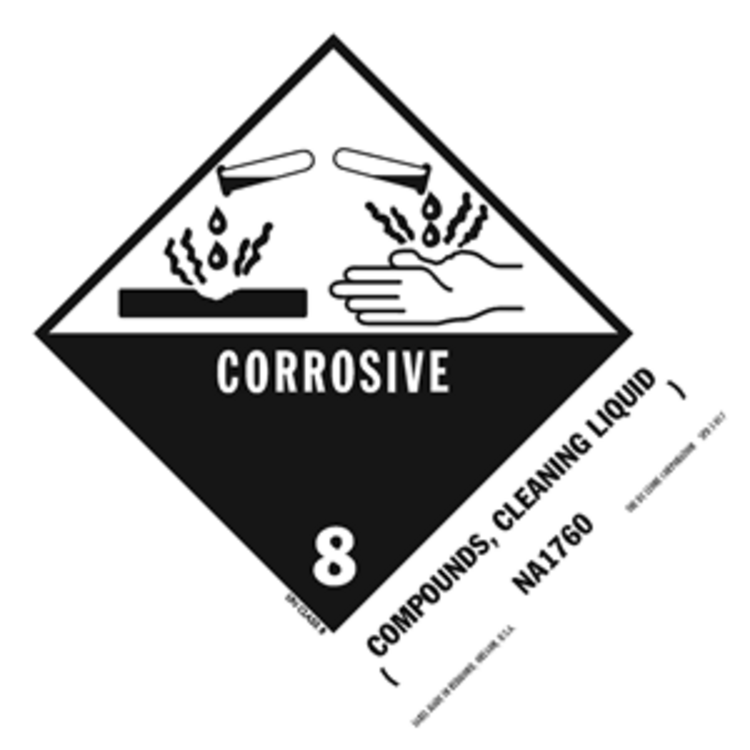 Corrosive - Compound Cleaning Liquid HazMat Paper Labels Black & White Size: 5" x 4" QTY: 1000 