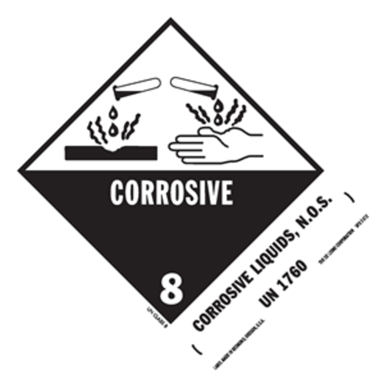 Corrosive Liquid HazMat Paper Labels Black & White Size: 5" x 4" QTY: 1000 