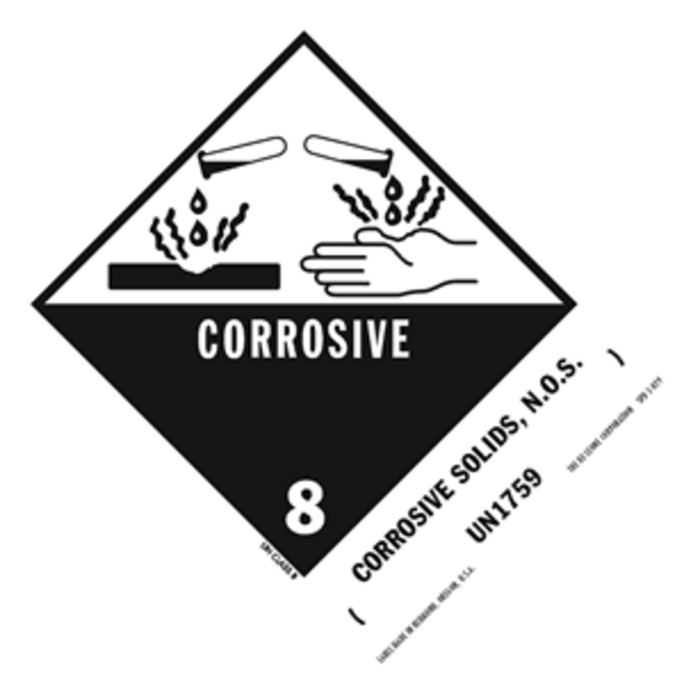 Corrosive Solid HazMat Paper Labels Black & White Size: 5" x 4" QTY: 1000 