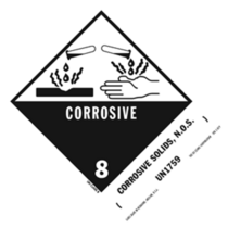 Corrosive Solid HazMat Paper Labels 5" x 4"