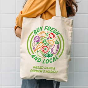 Custom tote bag for a farmers market