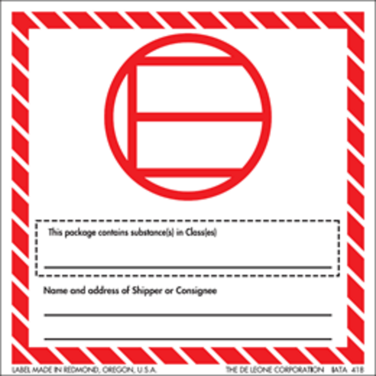 Dangerous Goods in Excepted Quantities Special Handling Paper Labels  Red, White & Black Label Size: 4" x 4" QTY: 1000 