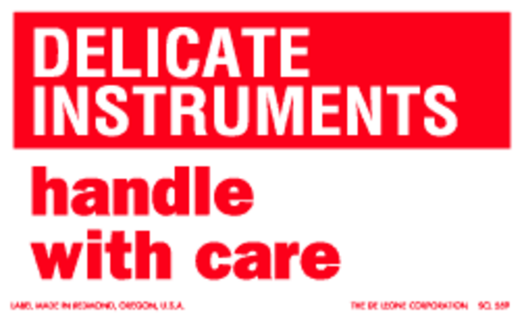 Delicate Instruments  Handle With Care Paper Labels Red & White Label Size: 3" x 5" QTY: 1000 