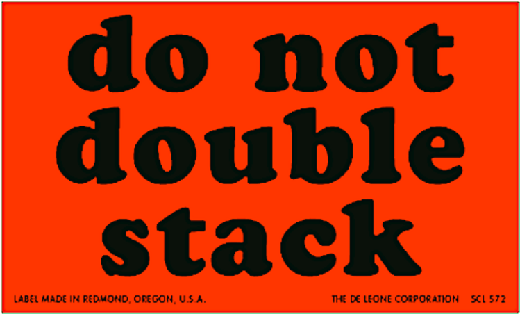 Do Not Double Stack  Matte Paper Labels Fluorescent Red Label Size: 3" x 5"  QTY: 1000 