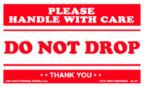 Do Not Drop Paper Labels Red & White 3" x 5"