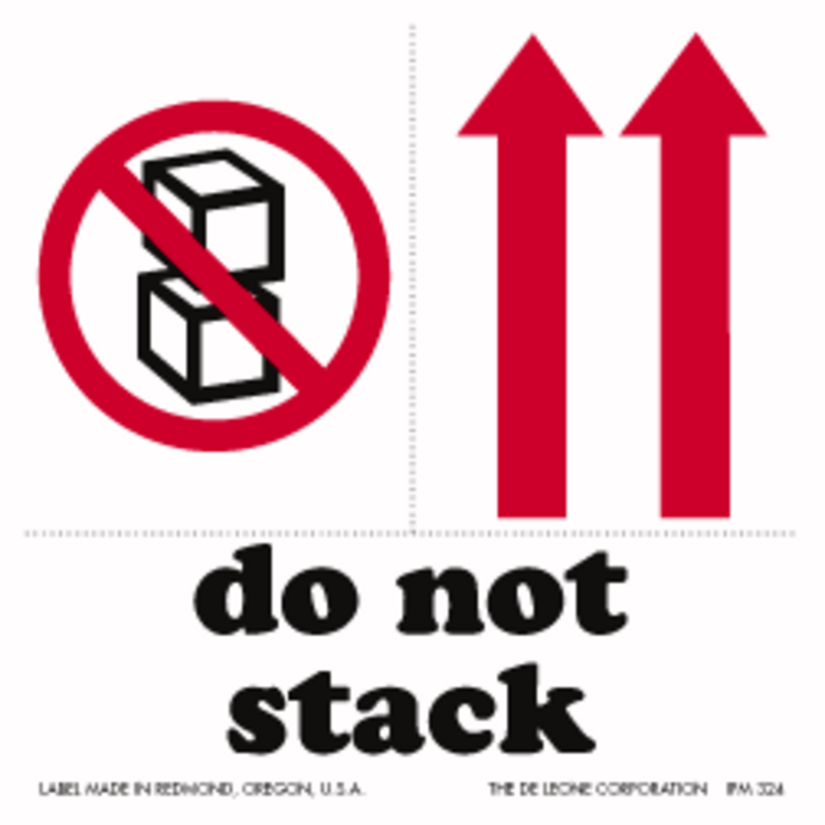 Do Not Stack  Paper Labels Red, Black & White Label Size: 4" x 4" QTY: 1000 