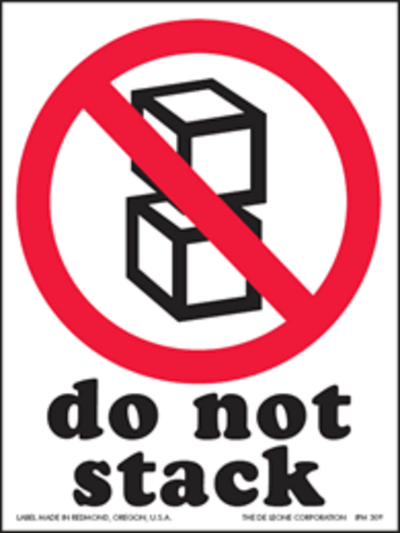 Do Not Stack Paper Labels Red, Black & White Label Size: 3" x 4" QTY: 1000 