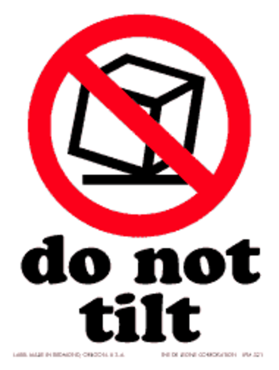 Do Not Tilt Paper Labels Red, Black & White Label Size: 3" x 4" QTY: 1000 