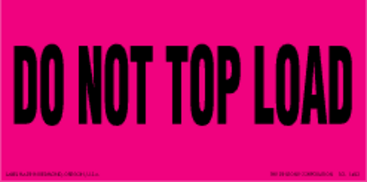 Do Not Top Load Paper Labels Fluorescent Pink Label Size: 2" x 6"  QTY: 1000 