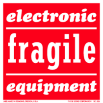 Electronic Equipment Fragile Labels 4" x 4"