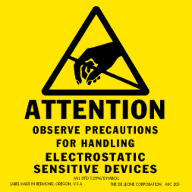 Electrostatic Sensitive Devices Paper Labels Yellow Label Size: 2" x 2" QTY: 1000 