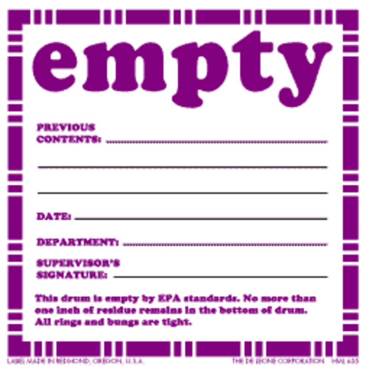 Empty Contents Sticker - Vinyl Labels 