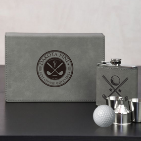 Engraved Flask Gift Set For Golf Event