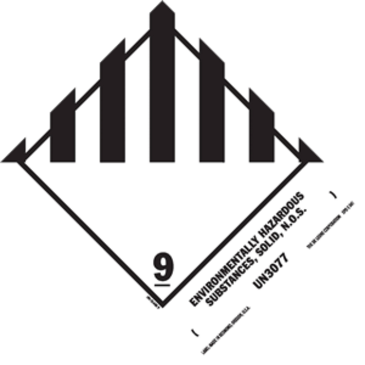 Environmentally Hazardous Substances, Solid HazMat Paper Labels Black & White Size: 5" x 4"  QTY: 1000 