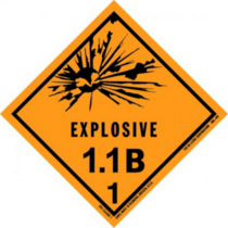 Explosive, 1.1B HazMat Vinyl Labels 4" x 4"