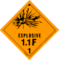 Explosive, 1.1F HazMat Paper Labels 4" x 4"