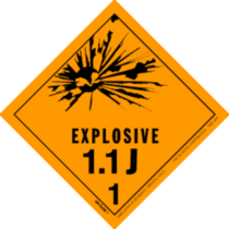 Explosive, 1.1J HazMat Paper Labels 4" x 4"