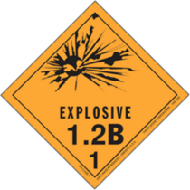 Explosive, 1.2B HazMat Paper Labels 4" x 4"