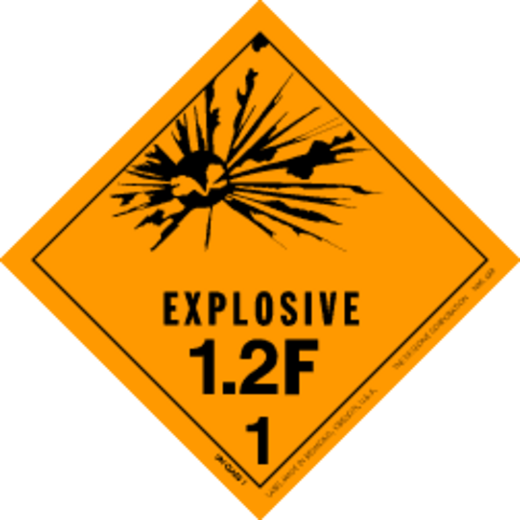 Explosive, 1.2F HazMat Paper Labels Orange & Black Size: 4" x 4" QTY: 1000 