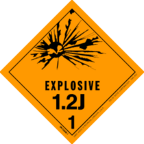 Explosive, 1.2J HazMat Paper Labels 4" x 4"