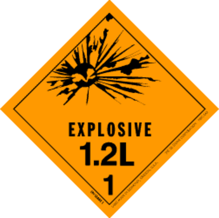 Explosive, 1.2L HazMat Paper Labels Orange & Black Size: 4" x 4" QTY: 1000 