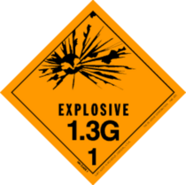 Explosive, 1.3G, HazMat Paper Labels 4" x 4"