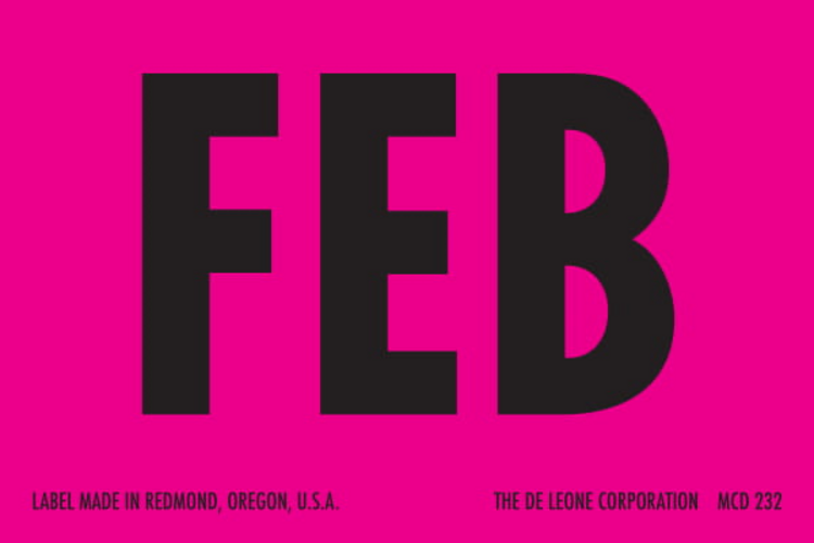 February  Matte Paper Labels Fluorescent Pink Label Size: 2" x 3" QTY: 1000 