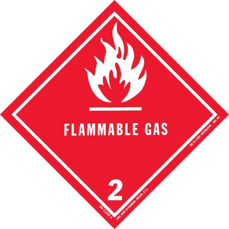 Flammable Gas Class 2  HazMat Paper Labels Red & White Size: 4" x 4" QTY: 1000 