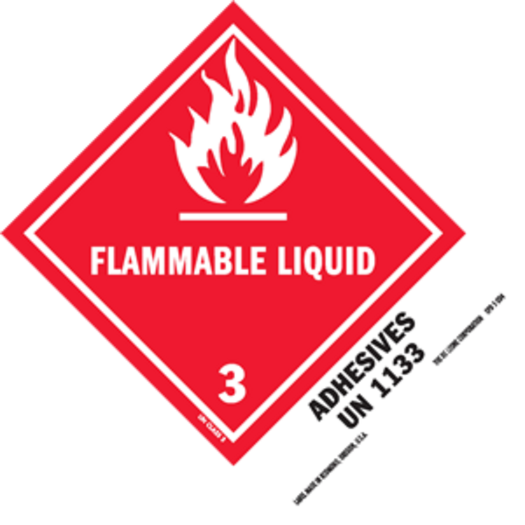 Flammable Liquid - Adhesives HazMat Paper Labels Red, White & Black Size: 5" x 4" QTY: 1000 