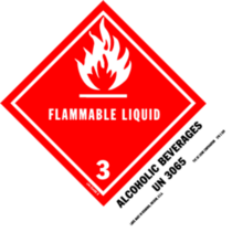 Flammable Liquid - Alcoholic Beverages HazMat Paper Labels 5" x 4"