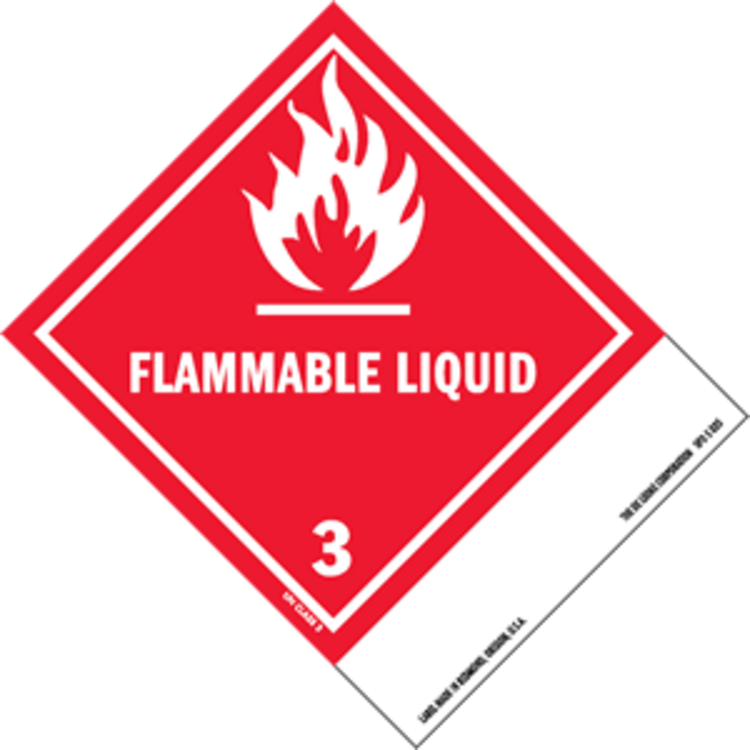 Flammable Liquid - Blank  HazMat Paper Labels Red, White & Black Size: 5" x 4" QTY: 1000 