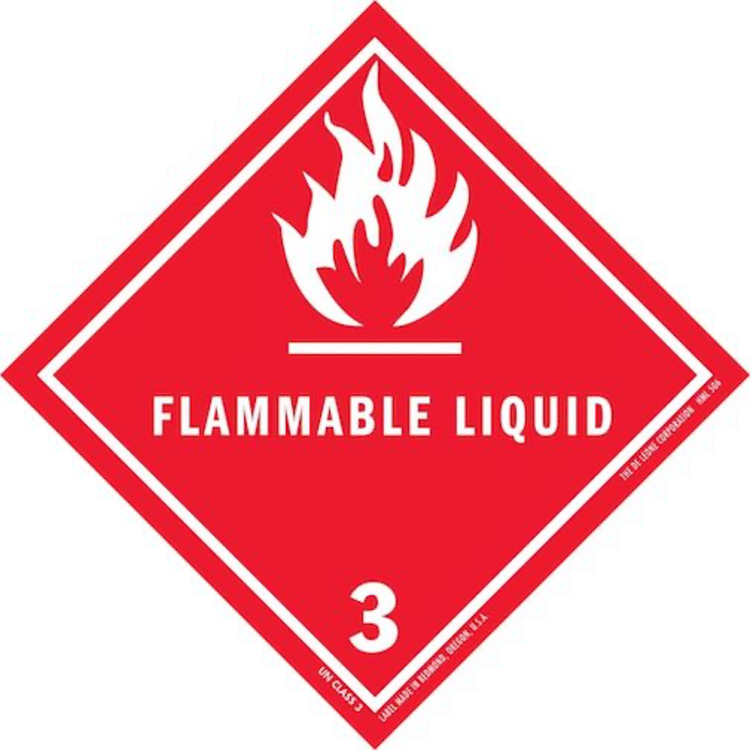 Flammable Liquid Class 3 HazMat Paper Labels Red & White Size: 4" x 4" QTY: 1000 