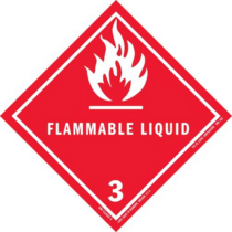 Flammable Liquid Class 3 HazMat Paper Labels 4" x 4"