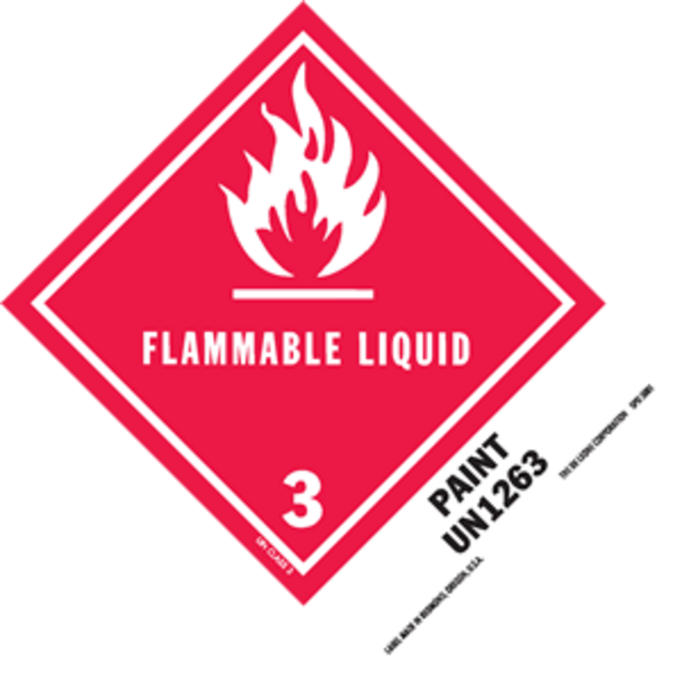 Flammable Liquid - Paint  HazMat Paper Labels Red, White & Black Size: 5" x 4" QTY: 1000 