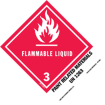 Flammable Liquid - Paint Related Material HazMat Paper Labels 5" x 4"