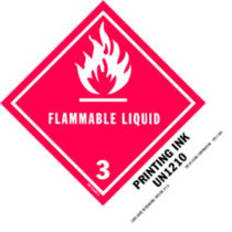 Flammable Liquid - Printing Ink HazMat Paper Labels 5" x 4"