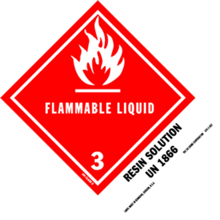 Flammable Liquid - Resin Solution HazMat Paper Labels Red, White & Black Size: 5" x 4" QTY: 1000 