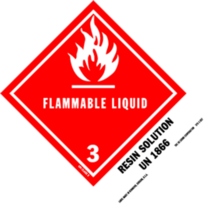 Flammable Liquid - Resin Solution HazMat Paper Labels 5" x 4"