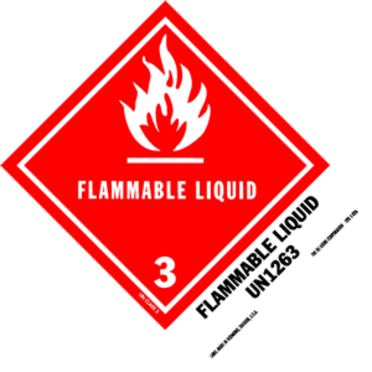 Flammable Liquid - UN 1263 HazMat Paper Labels Red, White, and Black Size: 5" x 4" QTY: 1000 