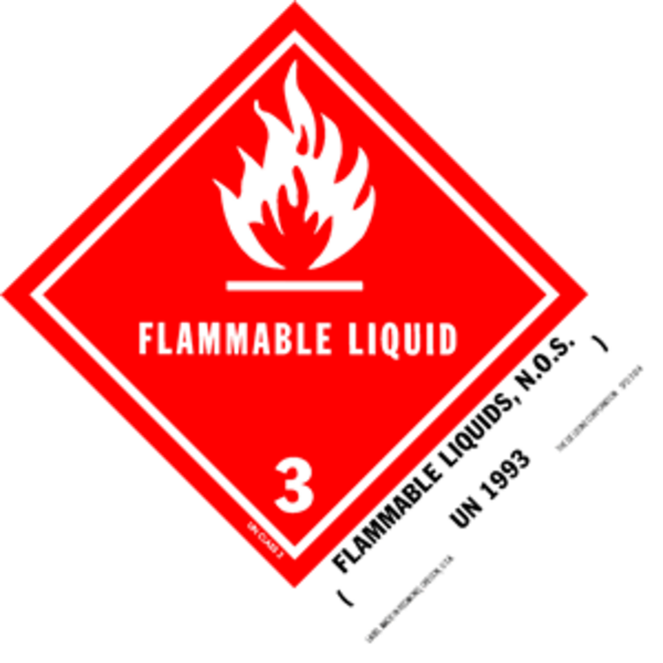 Flammable Liquid - UN 1993 HazMat Paper Labels Red, White, and Black Size: 5" x 4"  QTY: 1000 