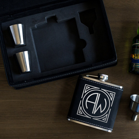 Flask Gift Set With Engraved Monogram