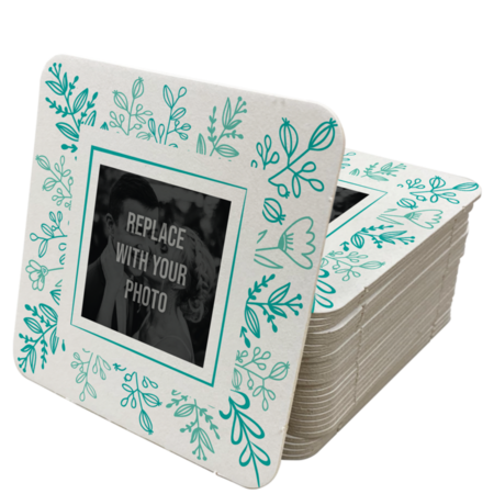 Floral Border Wedding Coaster Template